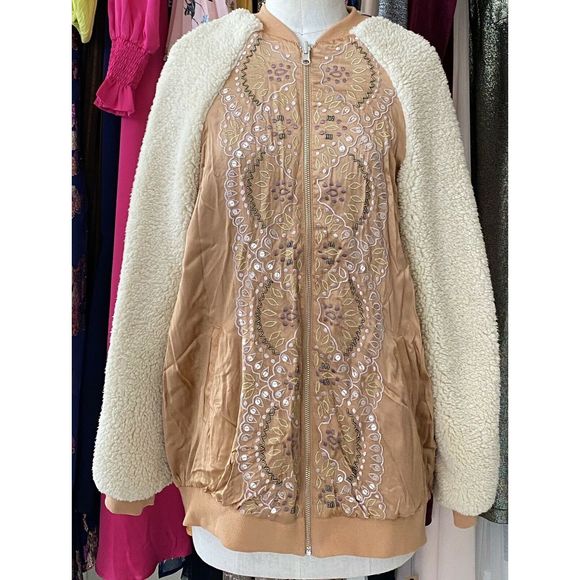 Free People Embroidered Sherpa Wicked Games Jacket - Picture 2 of 4
